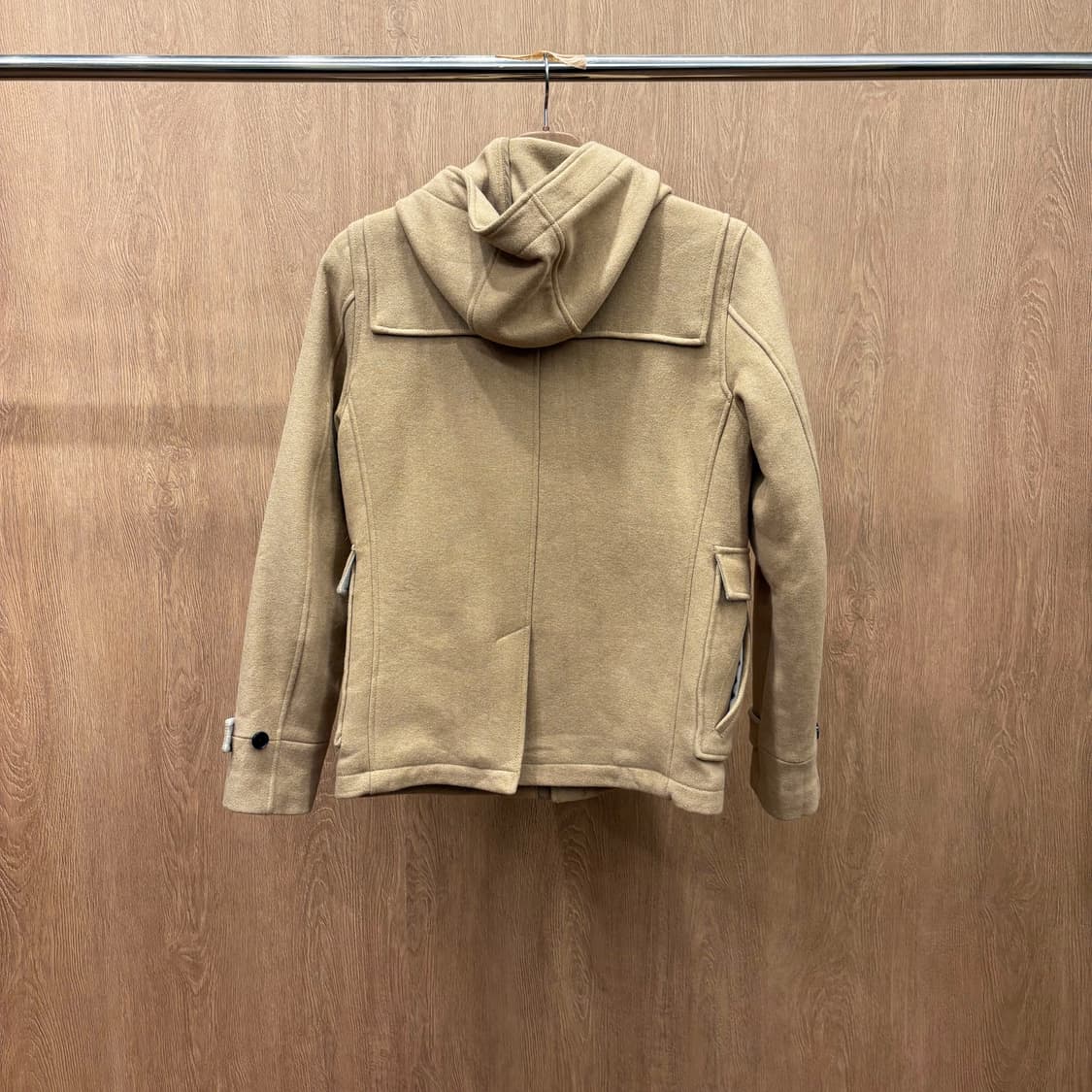 하레 더플 코트 후드 토글 플랩 포켓 배색 안감 디테일 베이지 상품이미지3