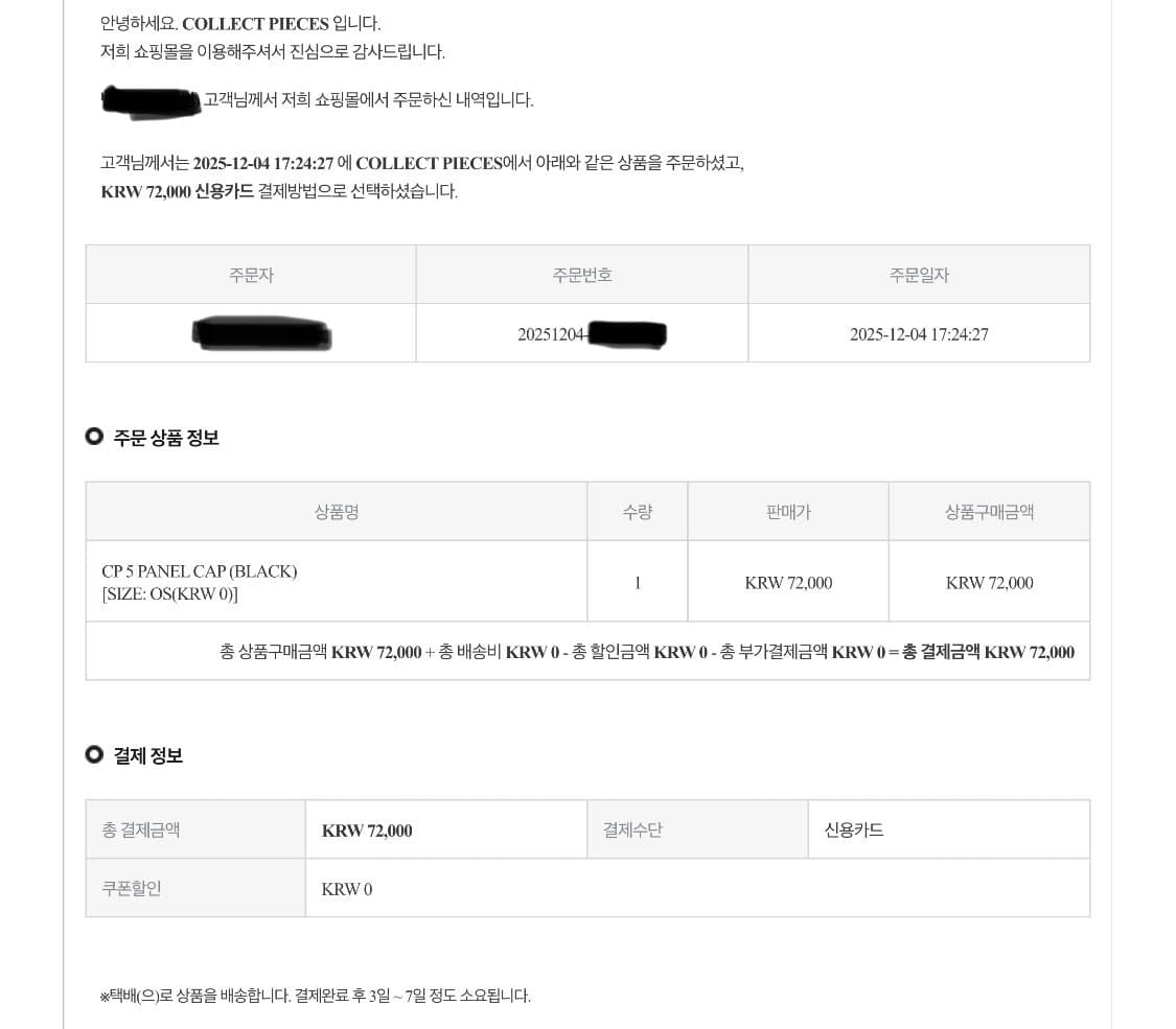 컬렉트 피시스 CP 5 패널 캡 블랙 새상품 판매 상품이미지3