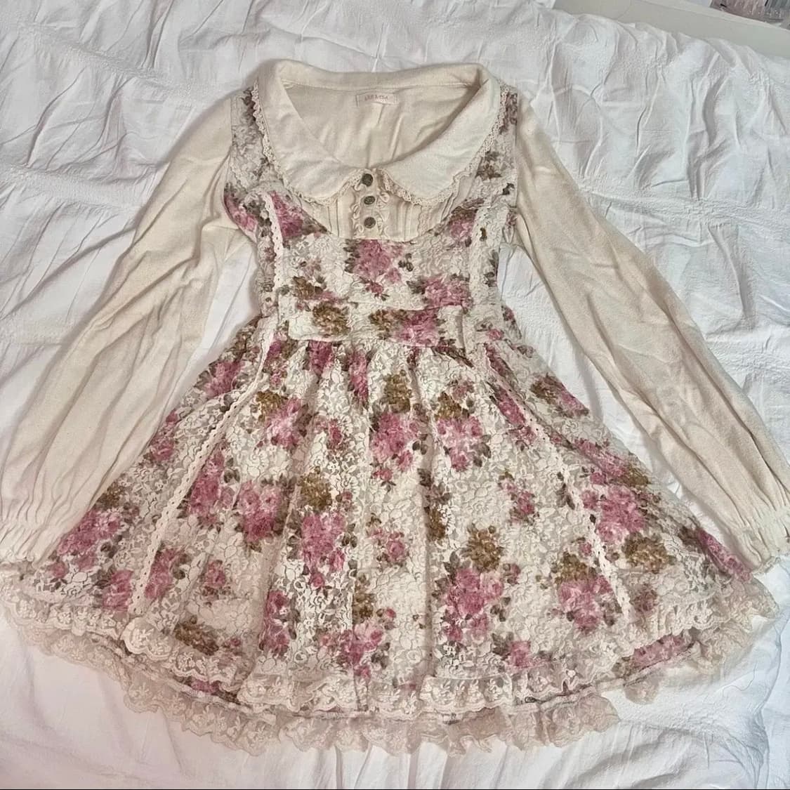 리즈리사 플라워 카라 레이스 원피스 상품이미지1