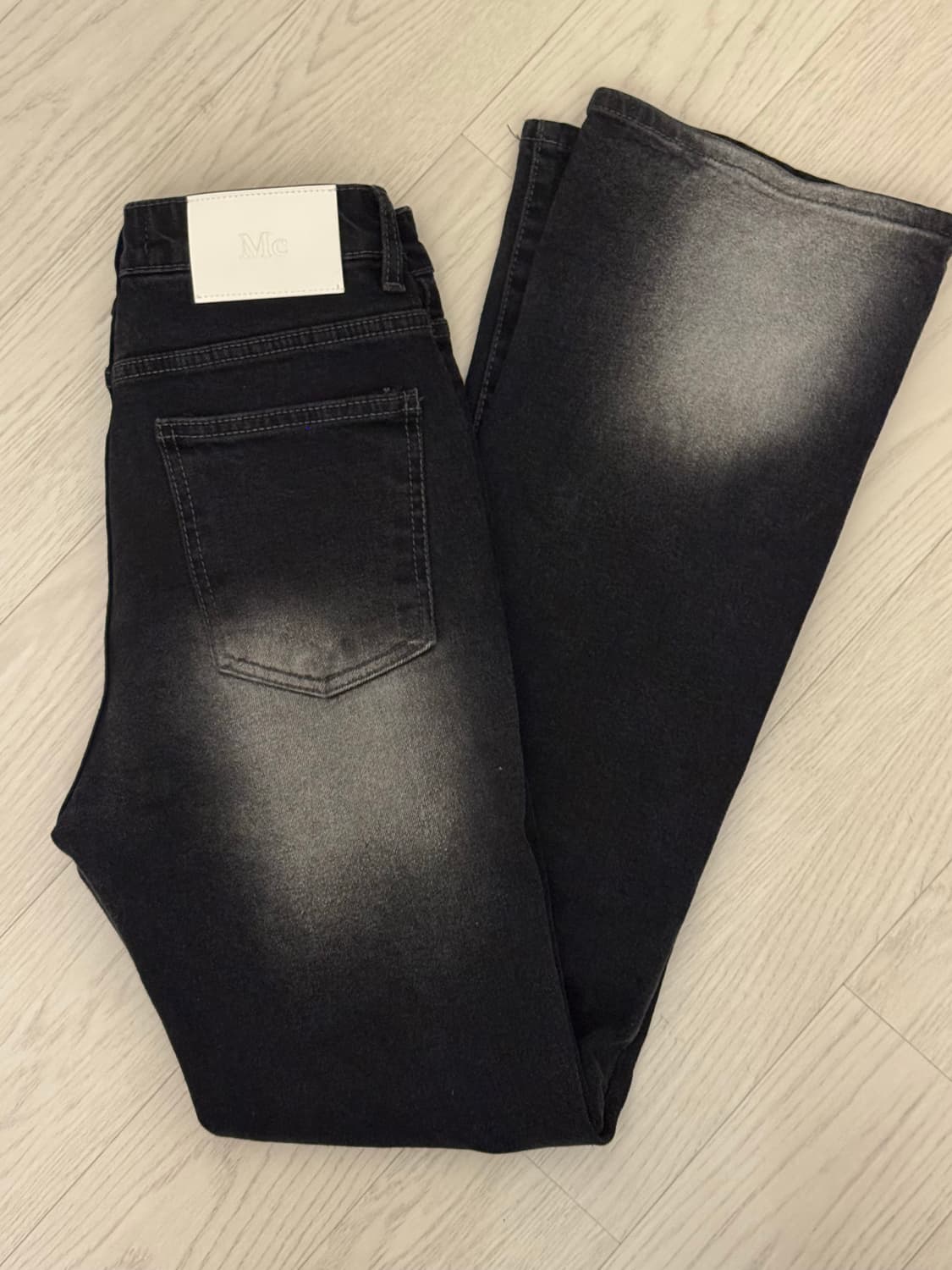 밀리언코르 7163 캣 브러쉬 흑청 스판 블랙 부츠컷 데님팬츠 S 상품이미지3