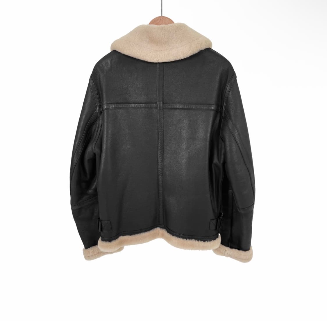 [46] 솔리드옴므 남성 램스킨 레더 양털 시어링 무스탕 자켓 블랙 상품이미지3