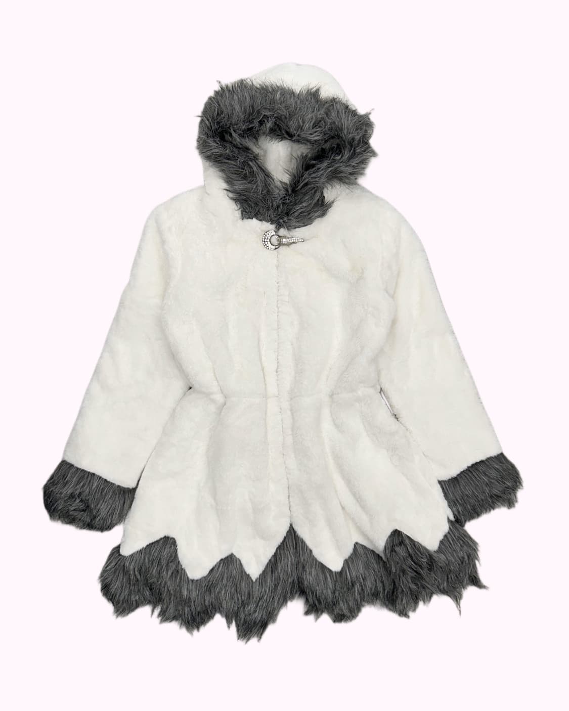 cubic buckle white fur coat 상품이미지1