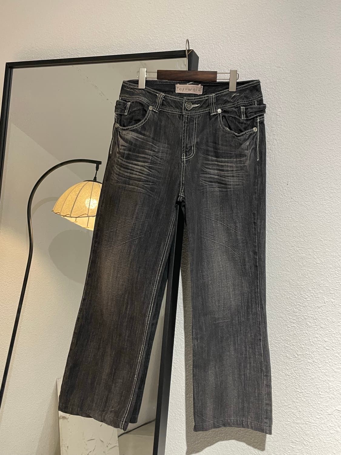 Topswkle 블랙 데님 팬츠 상품이미지1