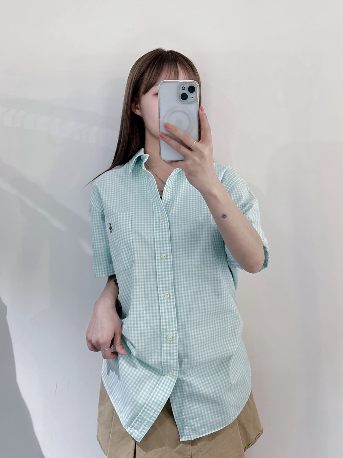 폴로랄프로렌 멀티포니 민트 체크 반팔 셔츠 상품이미지2