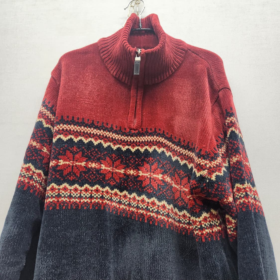 빈티지 노르딕 패턴 하프넥 니트집업 L 상품이미지3
