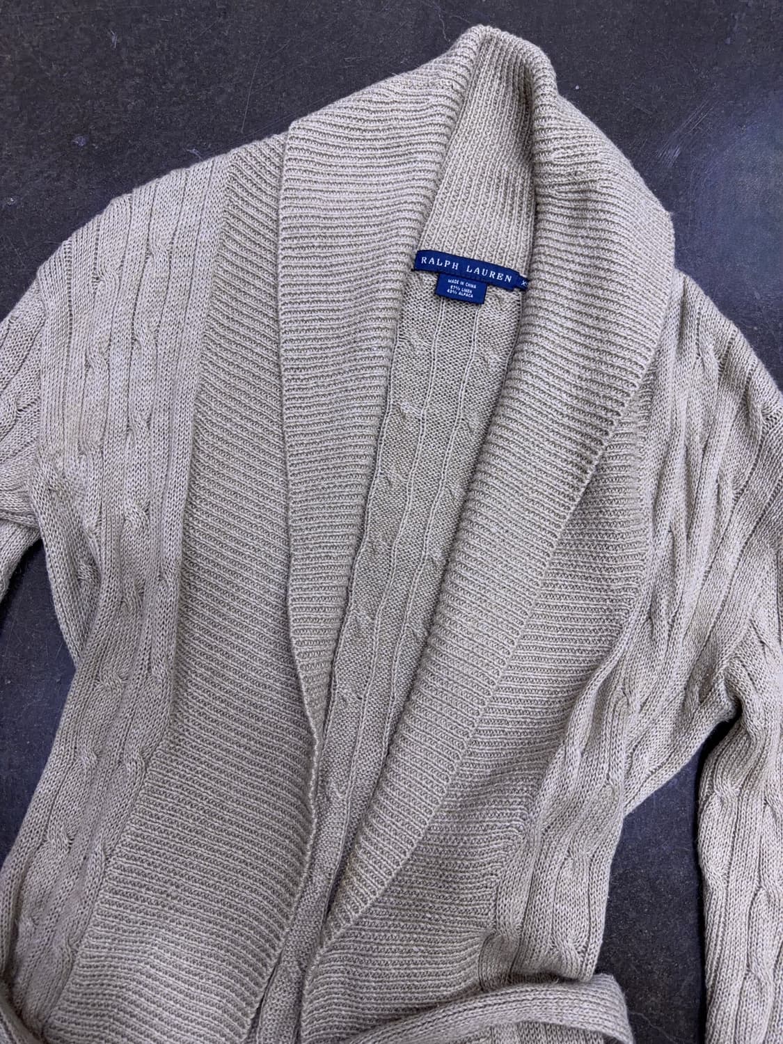 랄프로렌 폴로 케이블 숄카라 알파카 니트 스웨터 롱 가디건 XS 상품이미지3