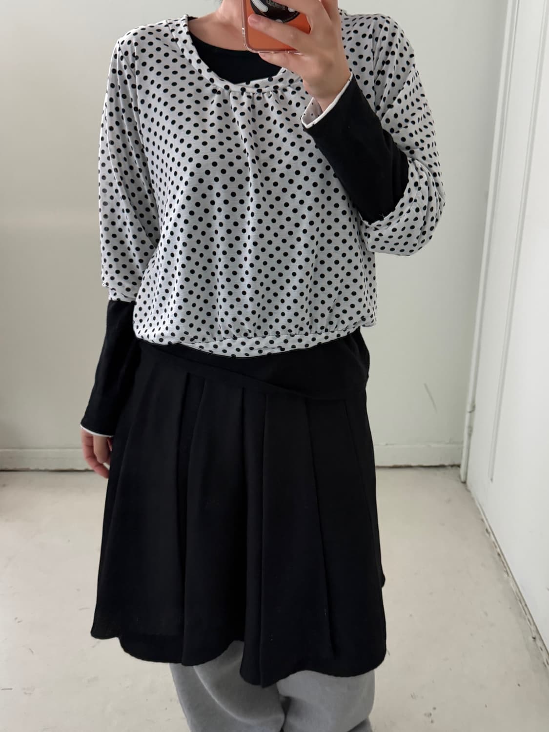 일본빈티지 도트 레이어드 블라우스 상품이미지5