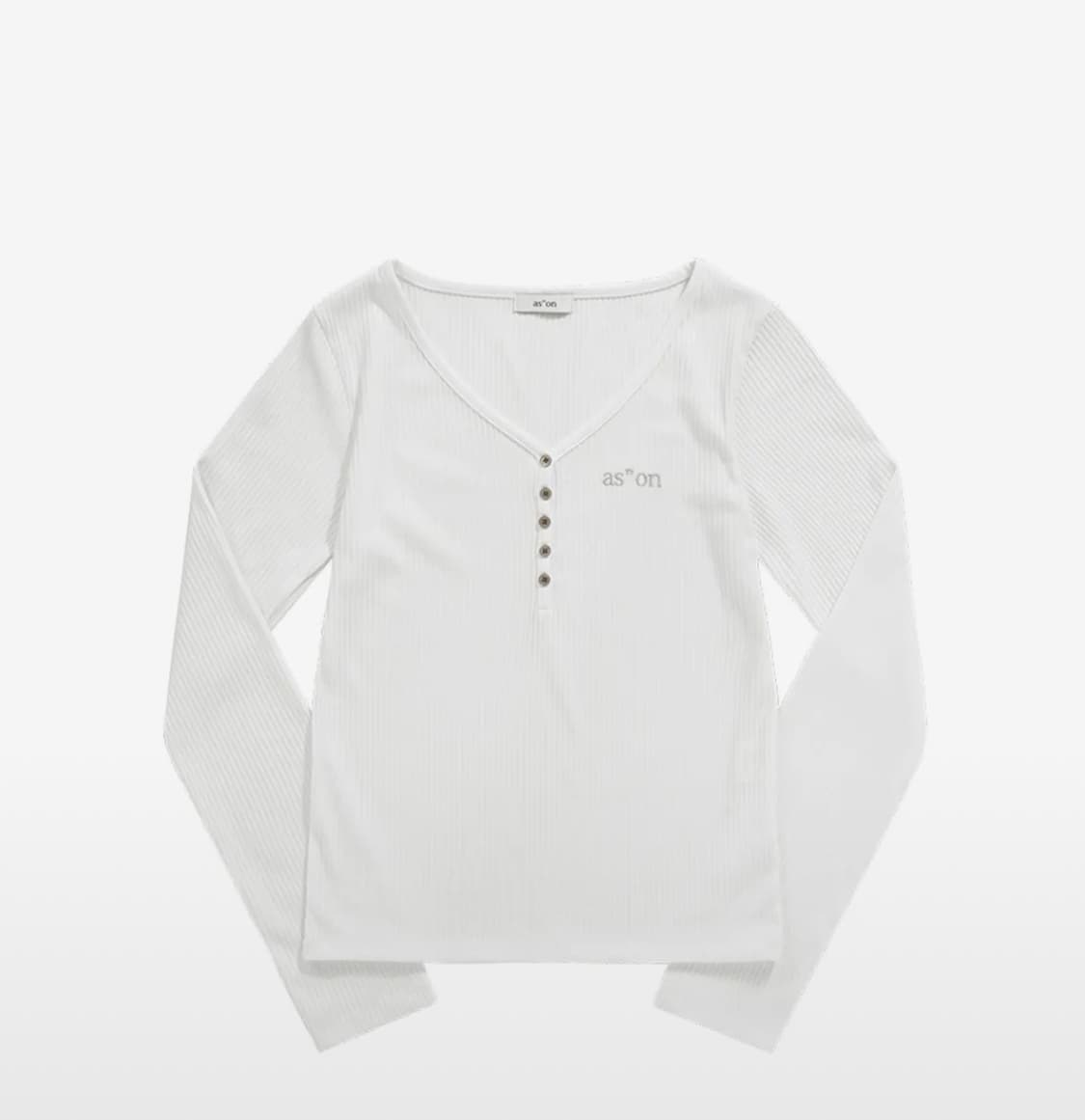 애즈온 버튼티 WISH RIBBED BUTTON TEE / IVORY 상품이미지1