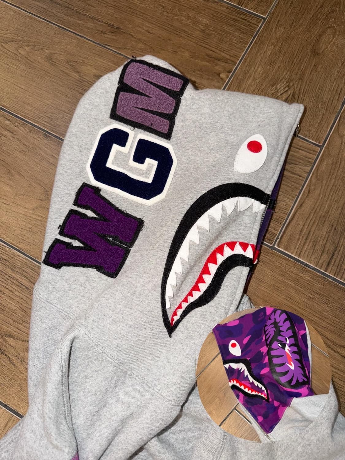 Bape Purple Camouflage Two-Way Hood Zi 상품이미지9