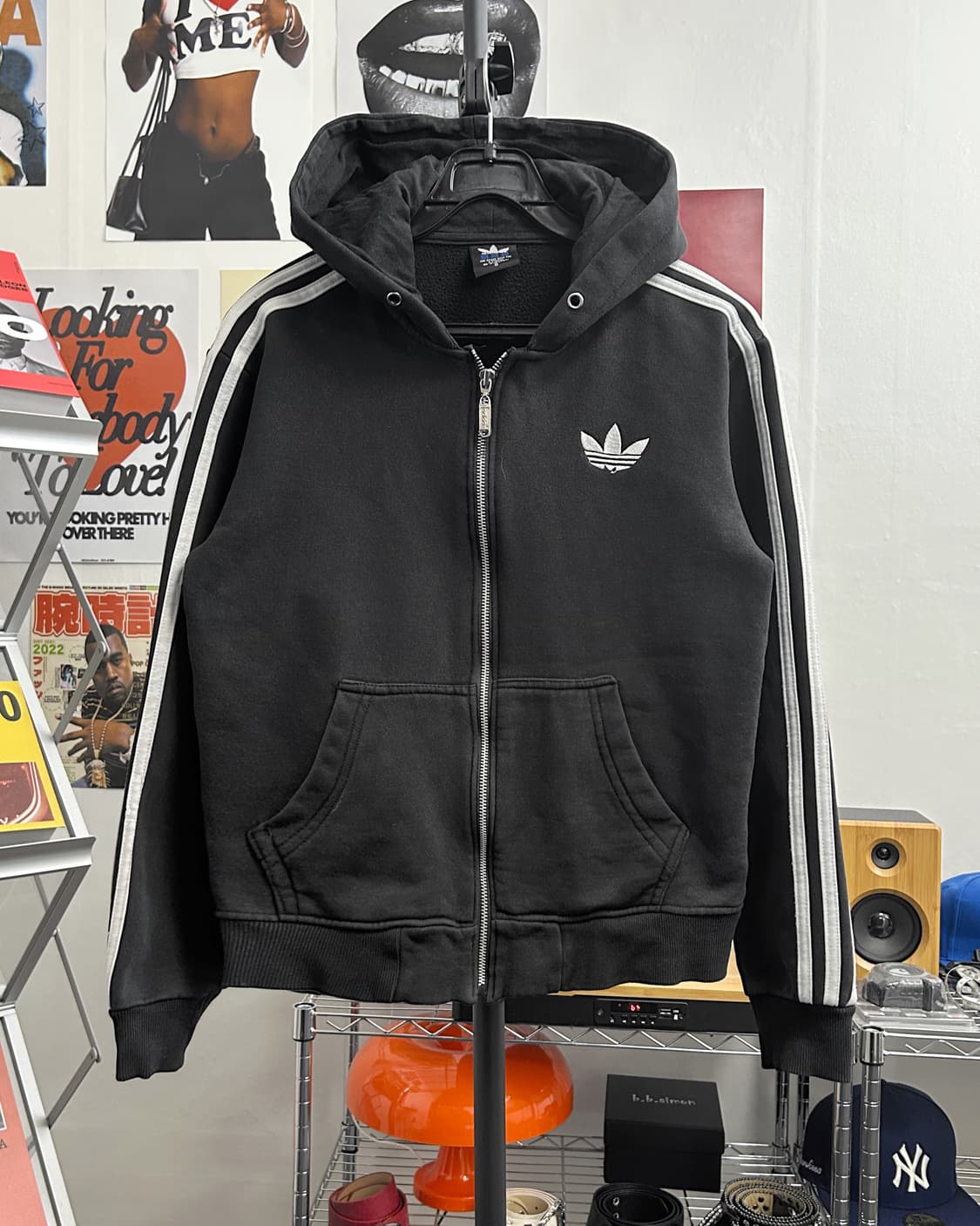 아디다스 트레포일 로고  후드집업 블랙 상품이미지1