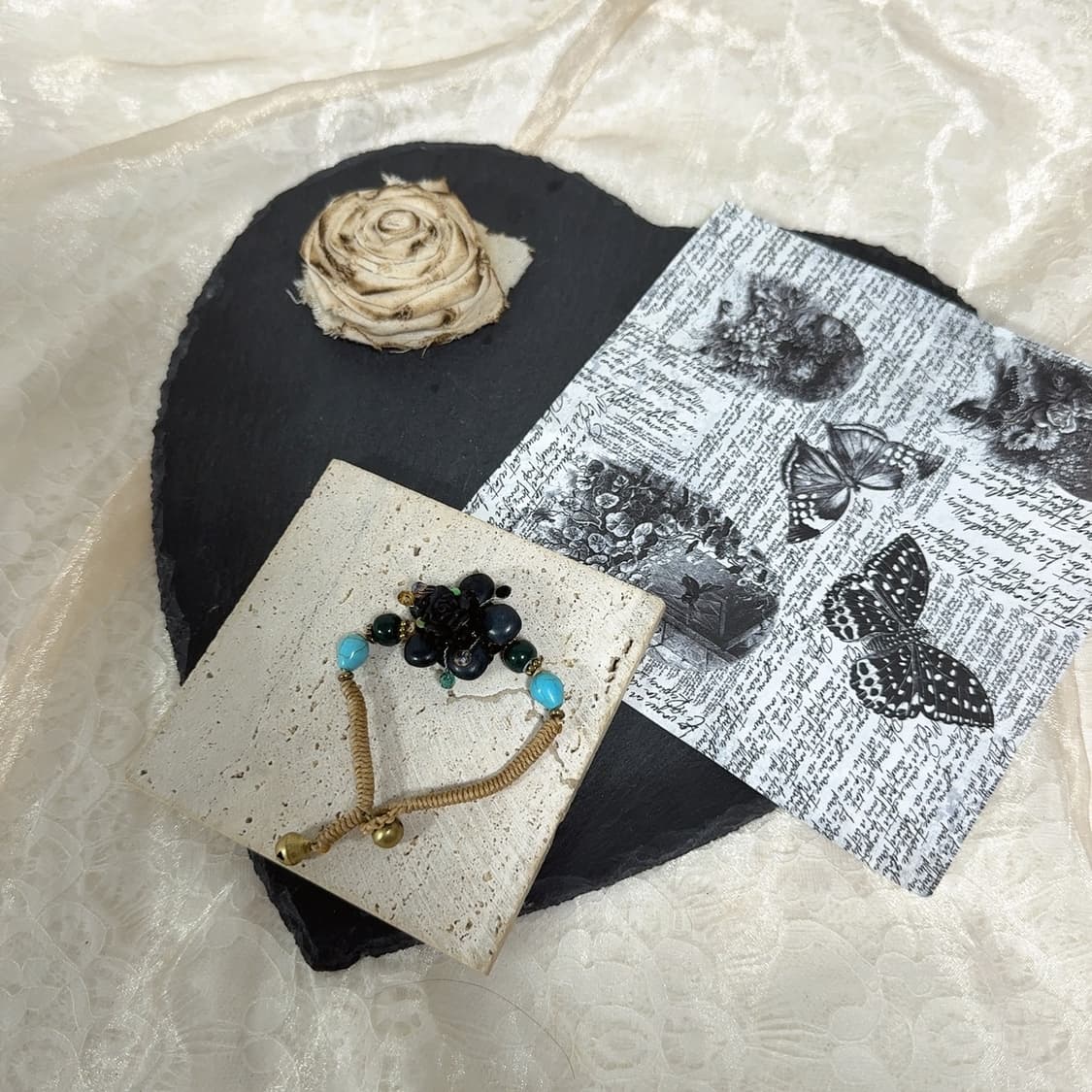 빈티지 네팔 꽃 터키석 팔찌 상품이미지2