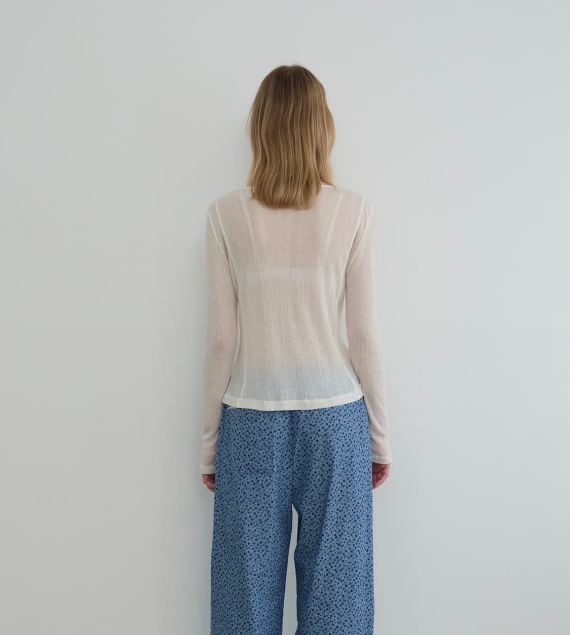 Label Shirring Long Sleeve Tee white 상품이미지6