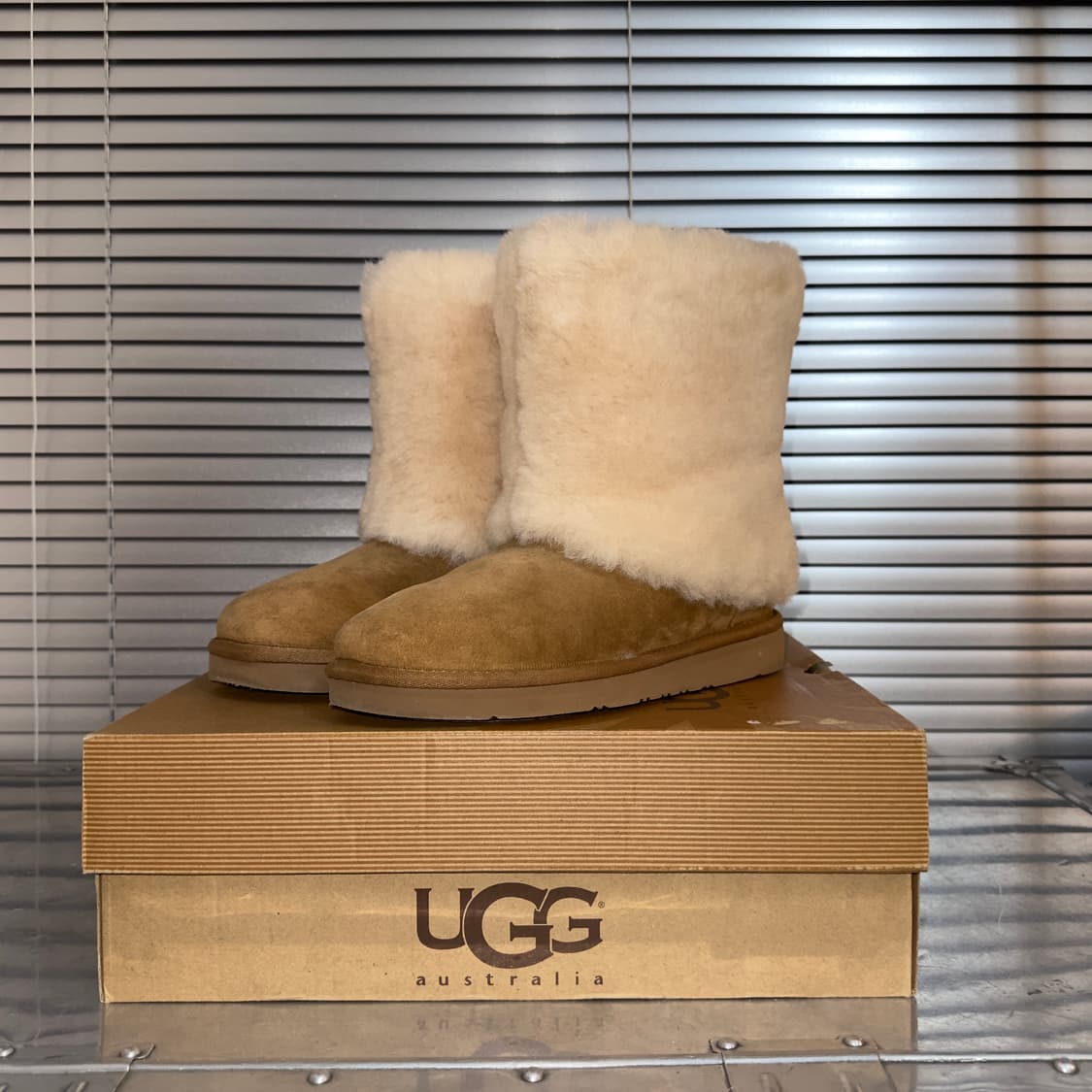 00s Y2K 희귀 폴드오버 퍼 커프 어그 부츠 풀박스 상품이미지2