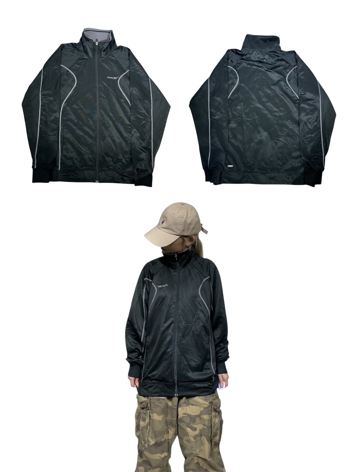 리복 블랙 로고 트랙탑 져지 L 상품이미지1