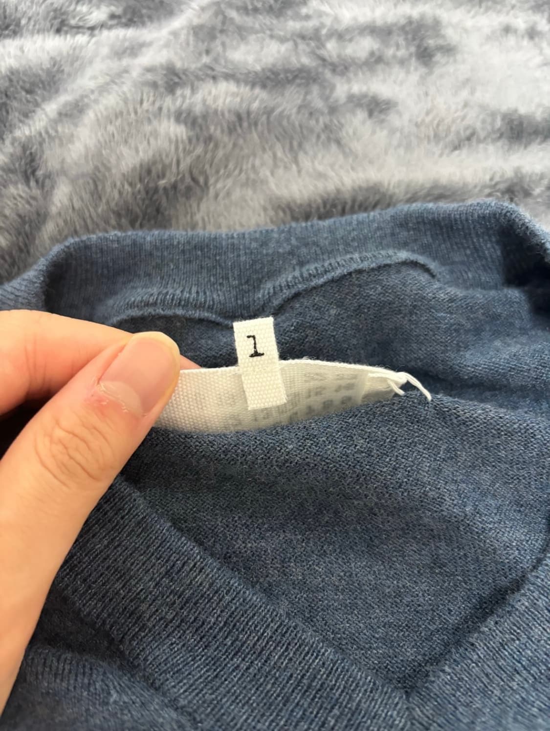메종 마르지엘라 엘보 패치 스티치 니트 그레이 블루 L 상품이미지5