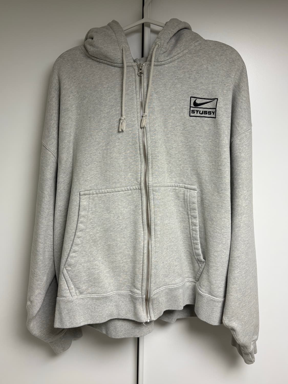 나이키 x 스투시 풀 집 플리스 후드 그레이 헤더 XL 상품이미지1