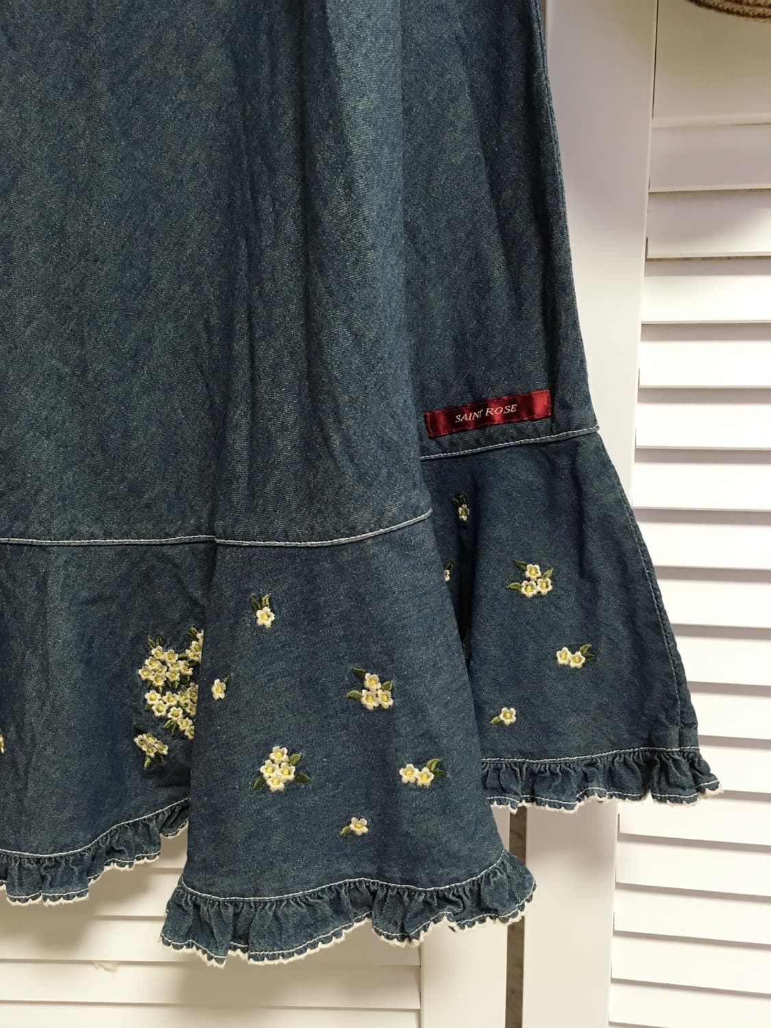 빈티지 데님 프릴 잔꽃 스커트 상품이미지3