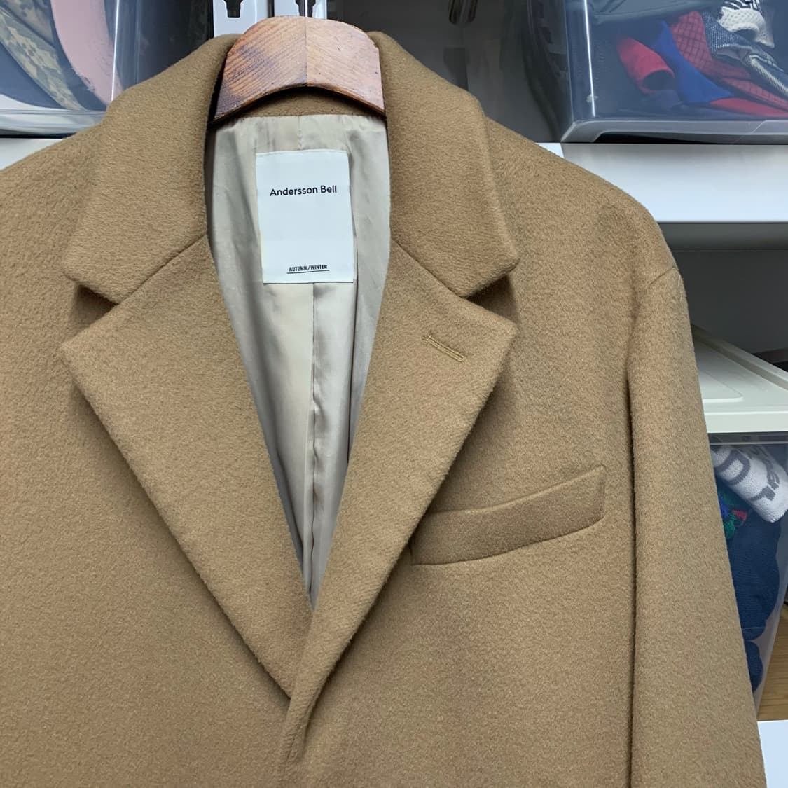 [M] 앤더슨벨 싱글버튼 울 혼방 롱코트 상품이미지1