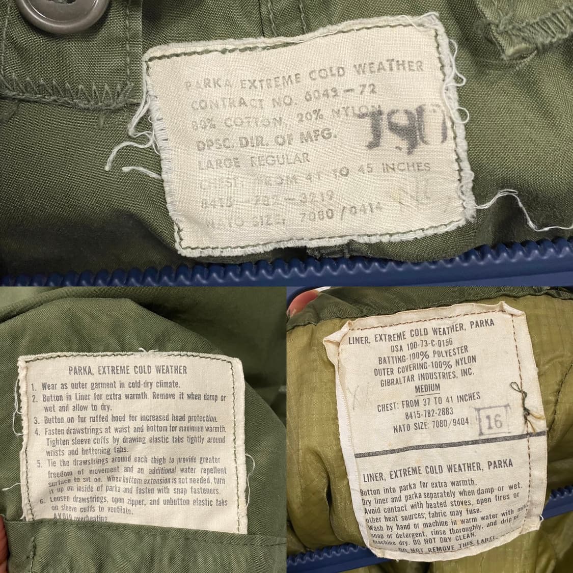 70s 미군 M-65 피쉬테일 개파카 내피포함 상품이미지8