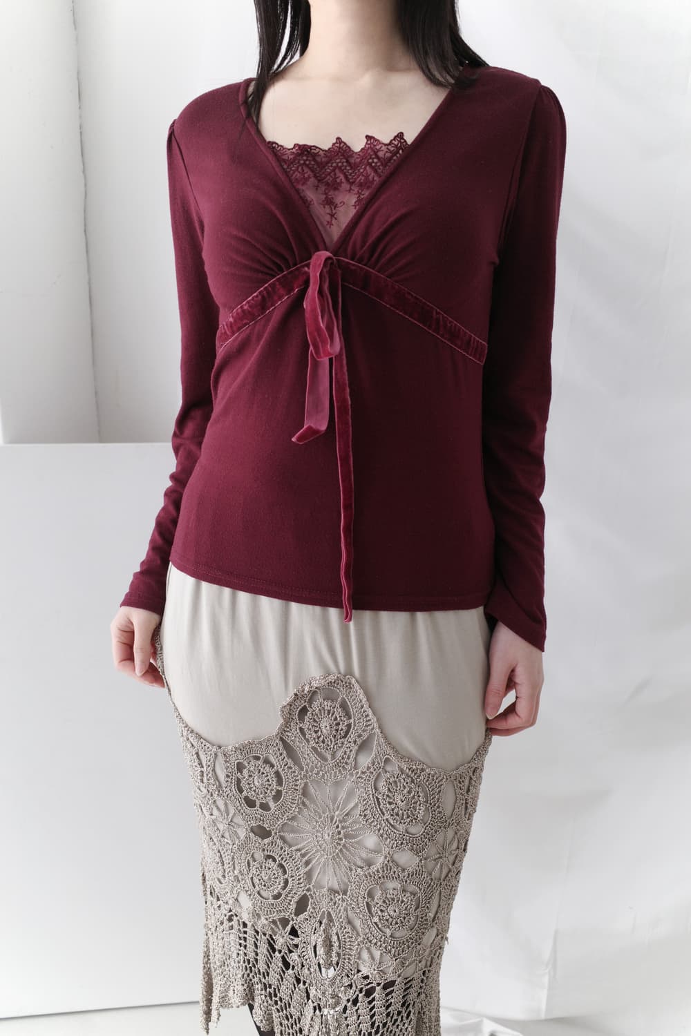 ribbon lace long sleeve 상품이미지5