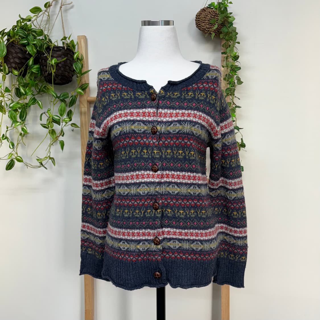 JPN/ 페어아일니트가디건 모리걸가디건 빈티지가디건 상품이미지3