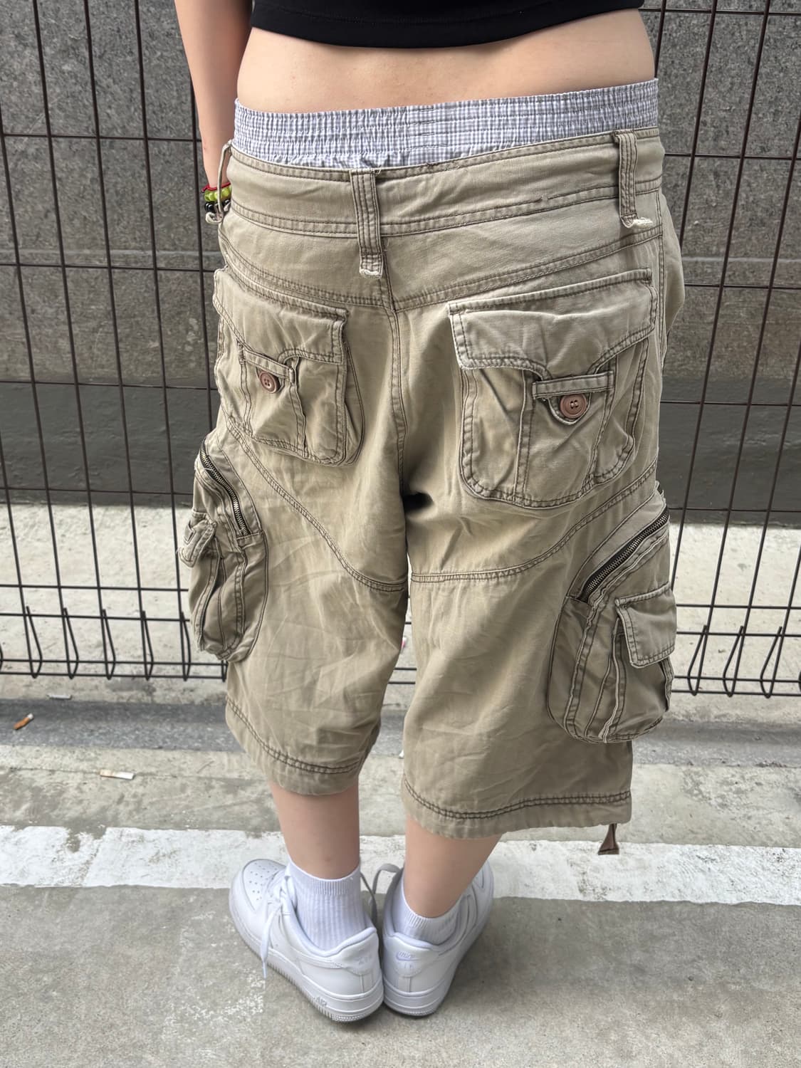 빈티지 카키 멀티포켓 카고 반바지 상품이미지3