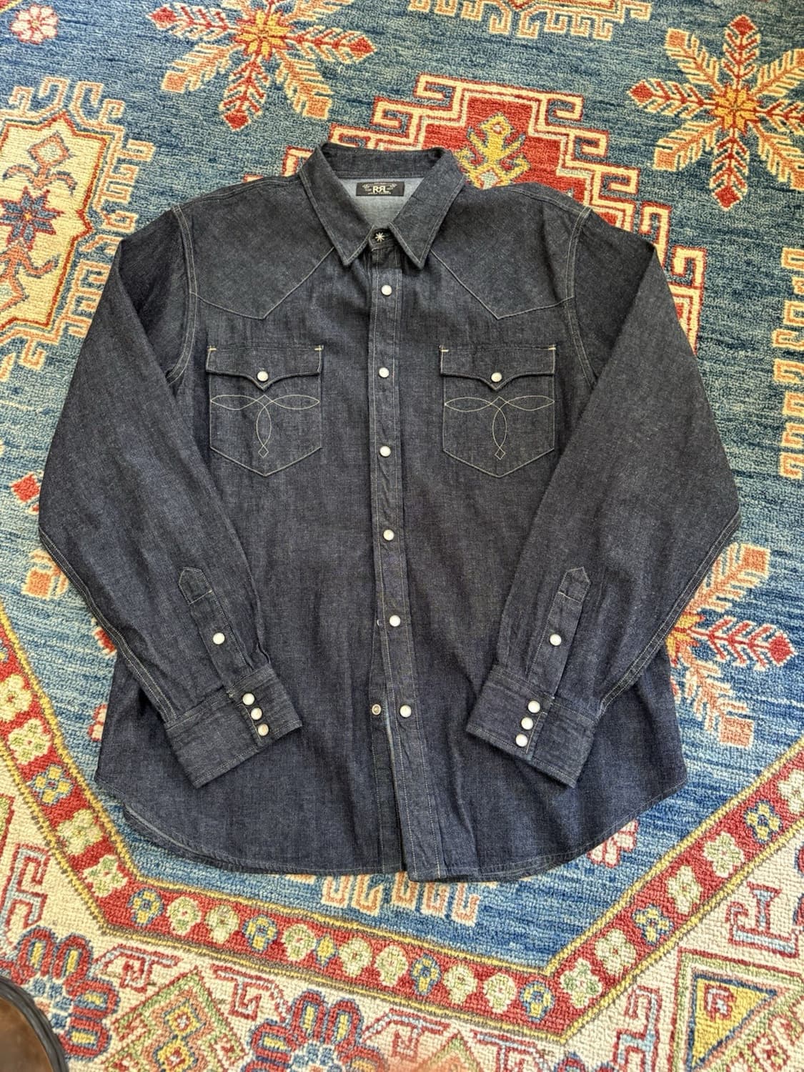 90s RRL 더블알엘 슬림핏 다크 데님 웨스턴 셔츠 상품이미지1