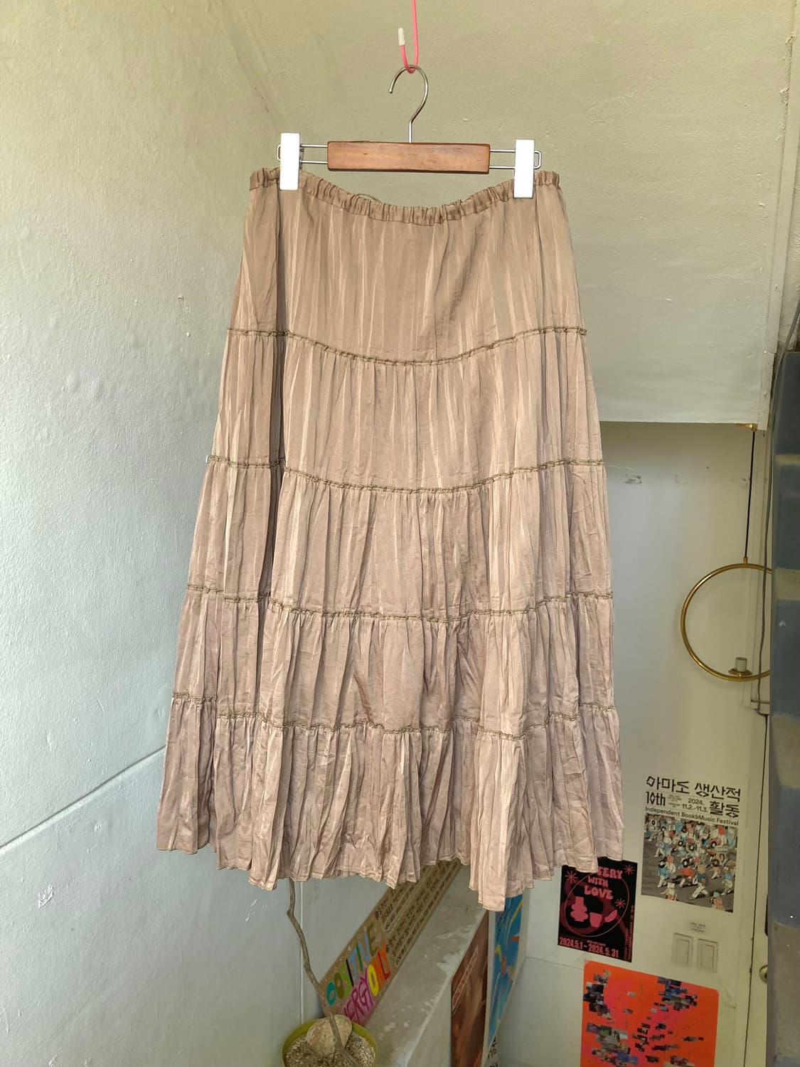 에스닉 캉캉 플리츠 롱 스커트 상품이미지6