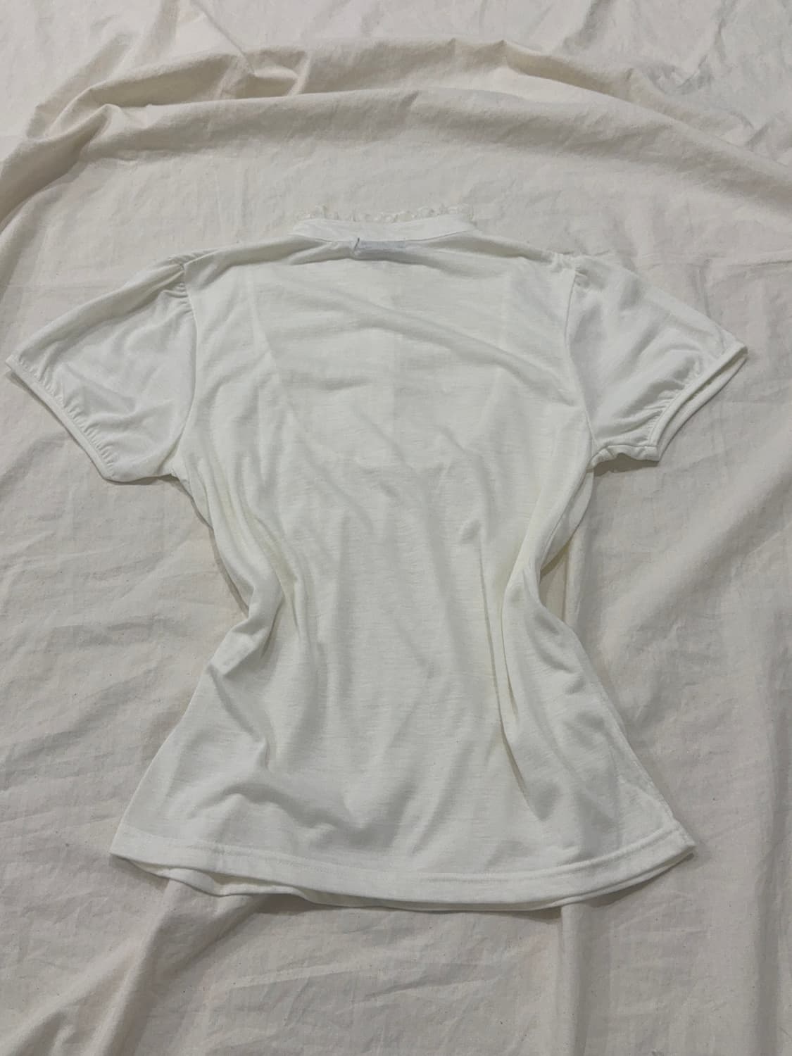 아이보리 공겜여주 러블리 긱시크 반팔 블라우스 탑 상품이미지5