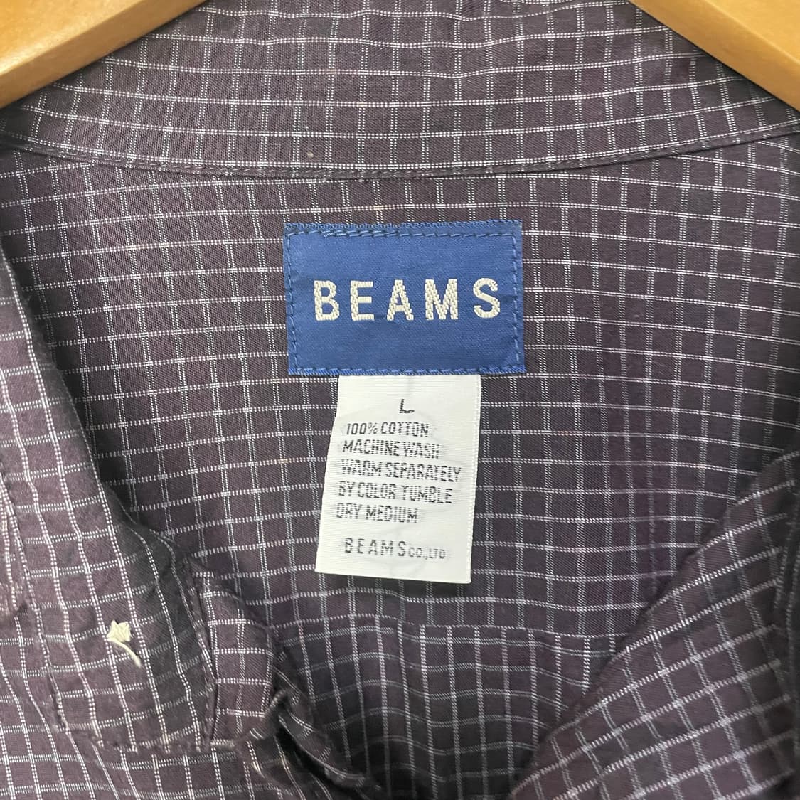 빔즈 BEAMS 체크 남방 셔츠 다크 퍼플 정품 빈티지 남녀공용 상품이미지3
