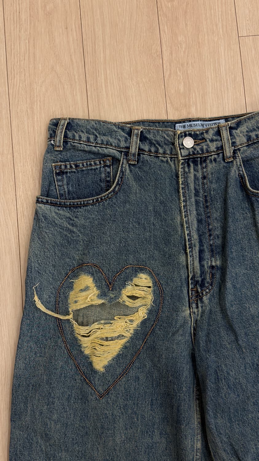 THE MUSEUM VISITOR 하트 데님 와이드 팬츠 M 상품이미지4