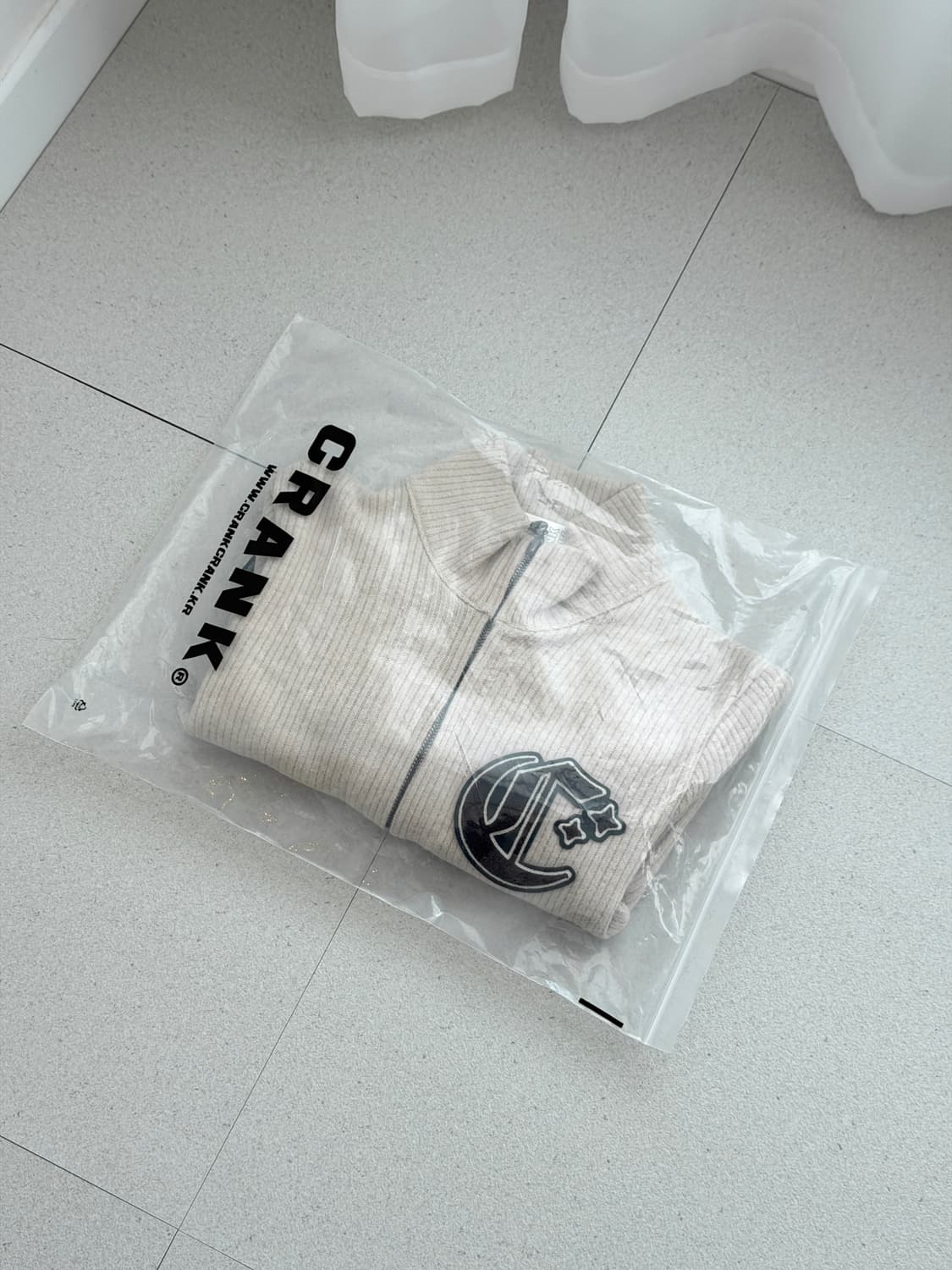 [크랭크] 코르셋 니트집업, 하이넥 집업가디건_베이지 상품이미지10