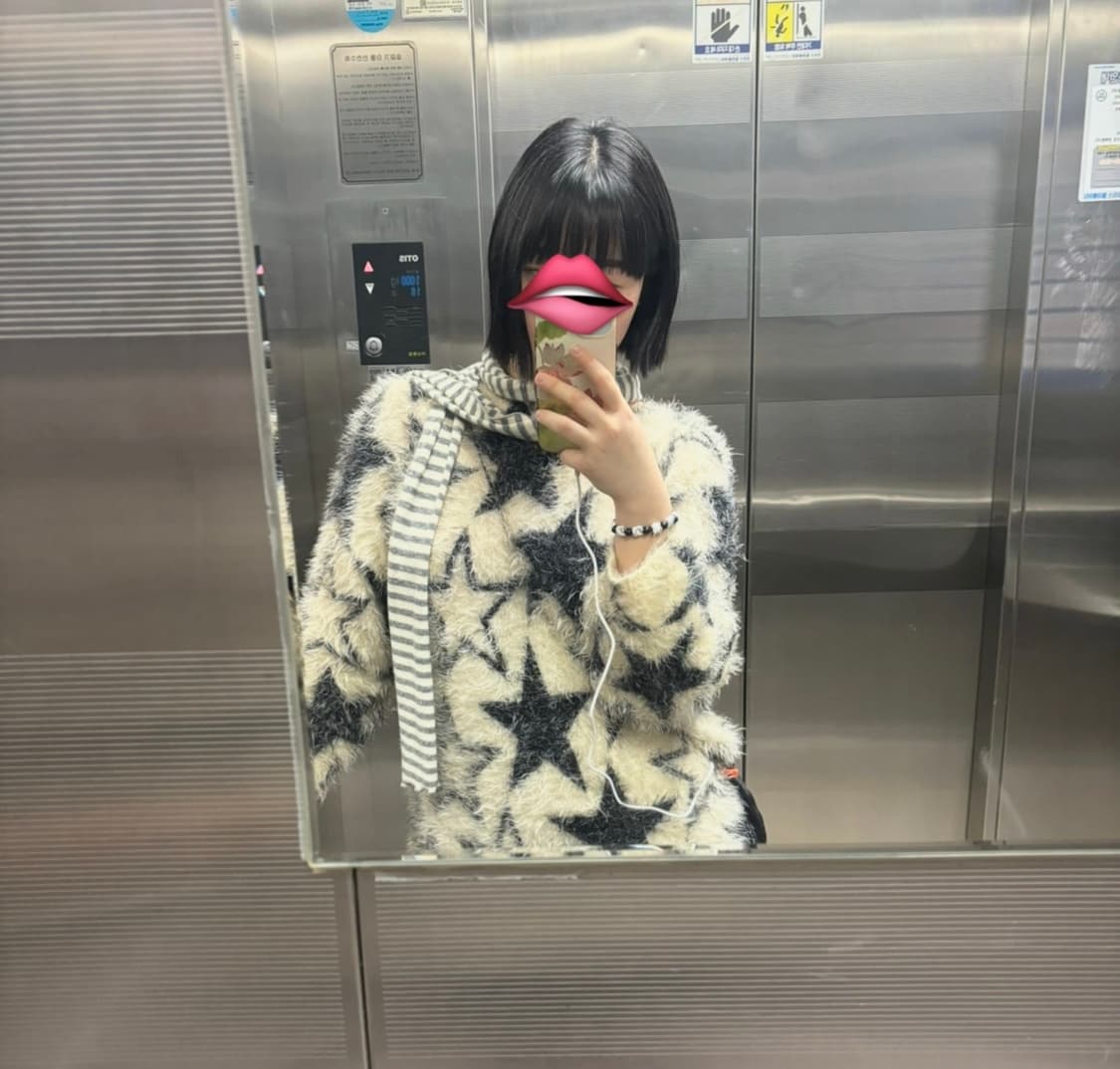 스타 패턴 앙고라 니트 상품이미지1