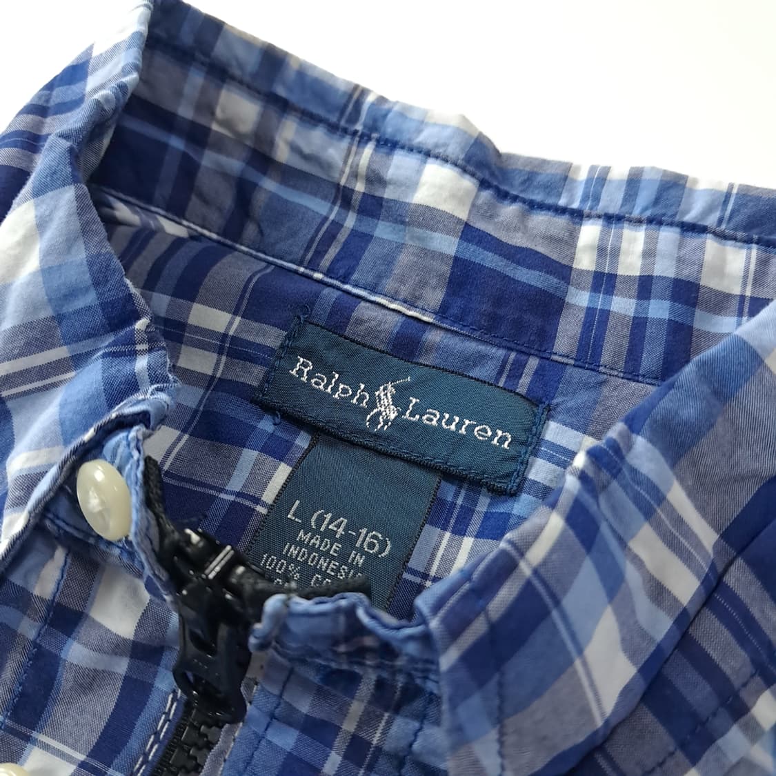 CK159 FREE 폴로 00s 블루 타탄체크 크롭 셔츠 상품이미지3