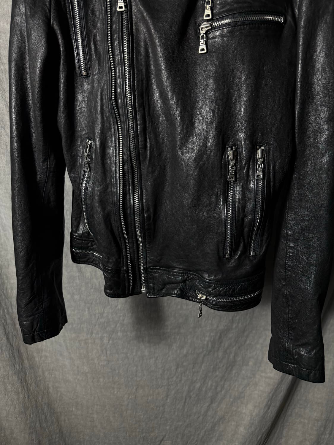 Multi Zip Asymmetric Lambskin Jacket  상품이미지4