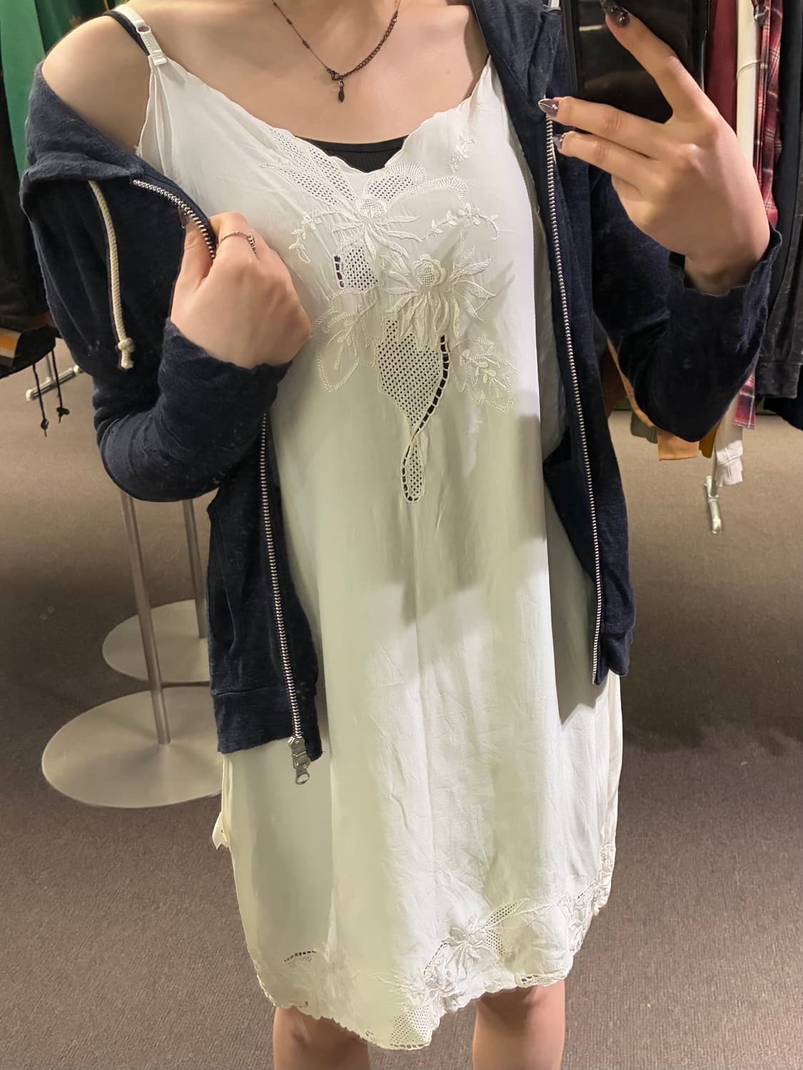 OS)Japanesb vintage 여성 화이트 란제리 나시 상품이미지1