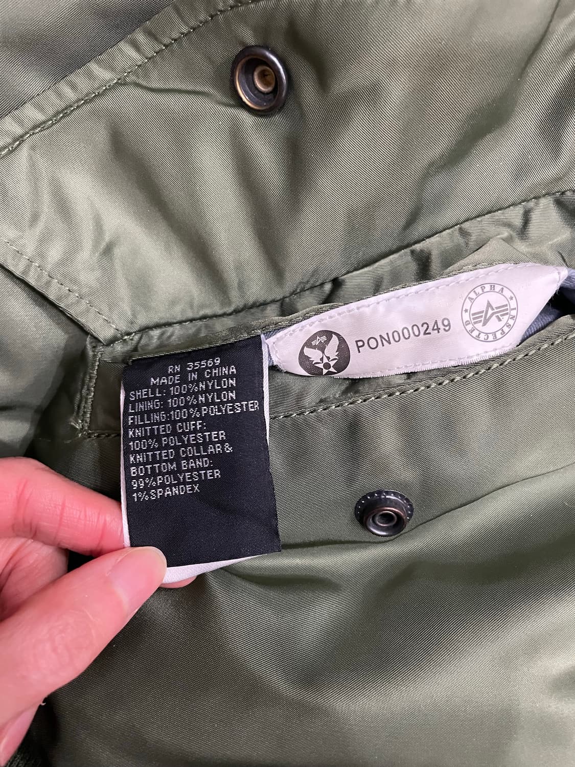 알파인더스트리 ma-1 마원 항공점퍼 세이지 상품이미지6