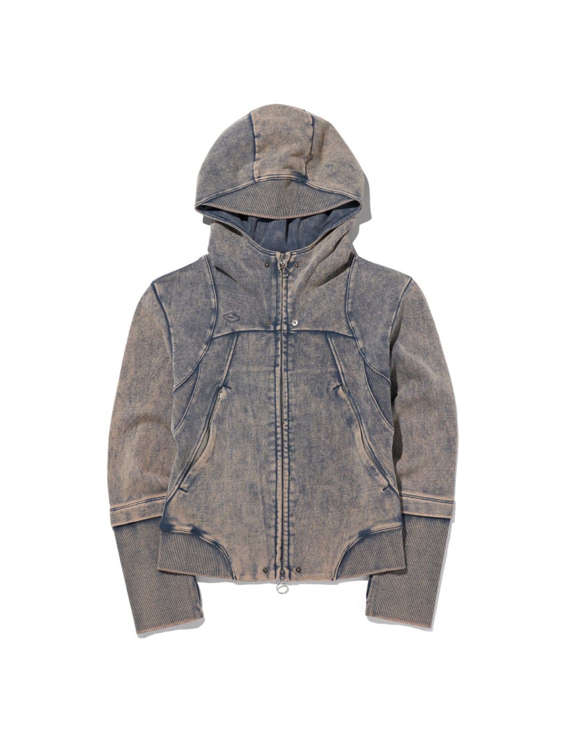 미스치프 롬버스 펀칭 후드집업 블리치드 네이비 상품이미지1