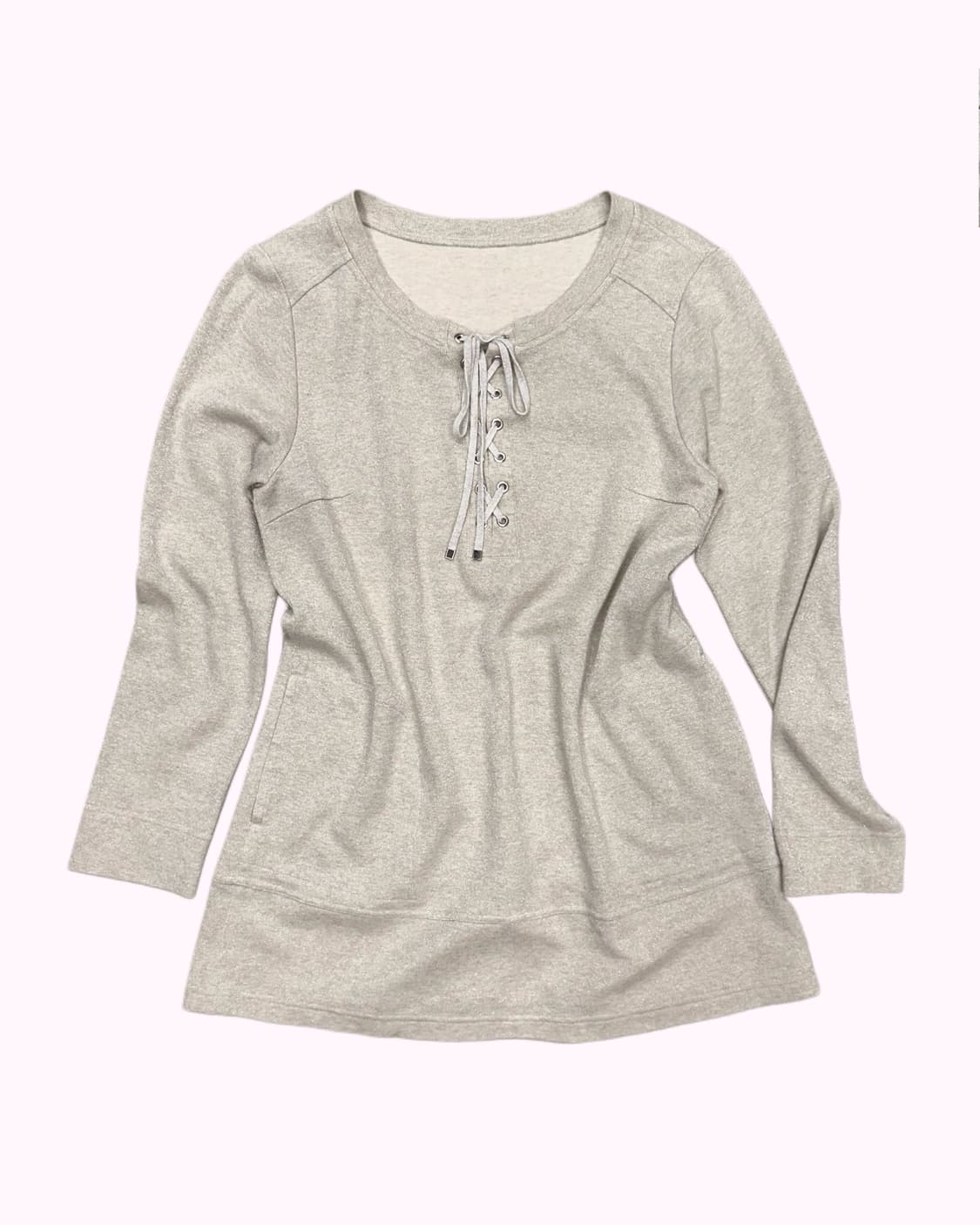glitter oatmeal lace-up t-shirt 상품이미지1