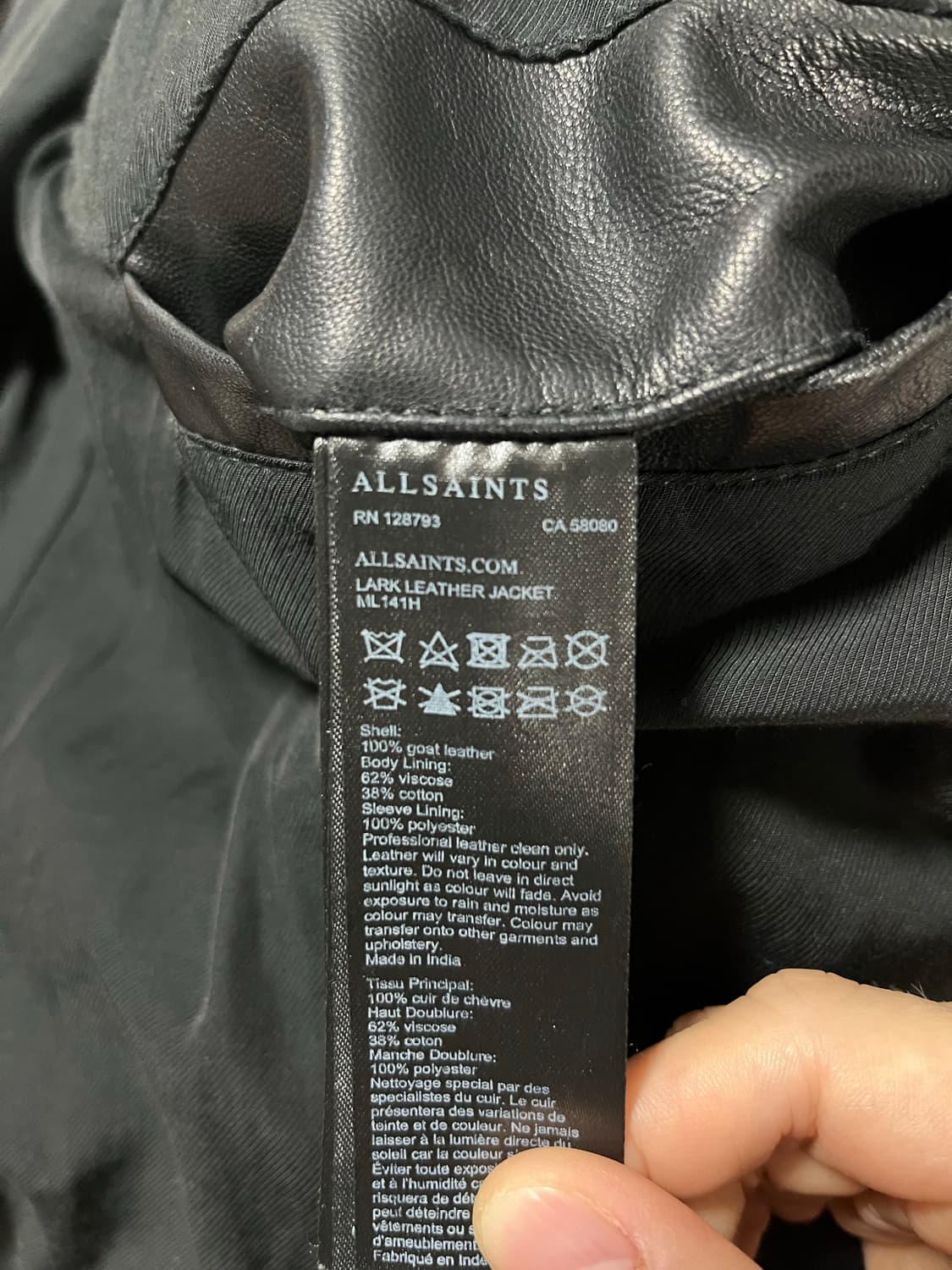 올세인츠 라크 레더 자켓 블랙 고트스킨 M사이즈 상품이미지7