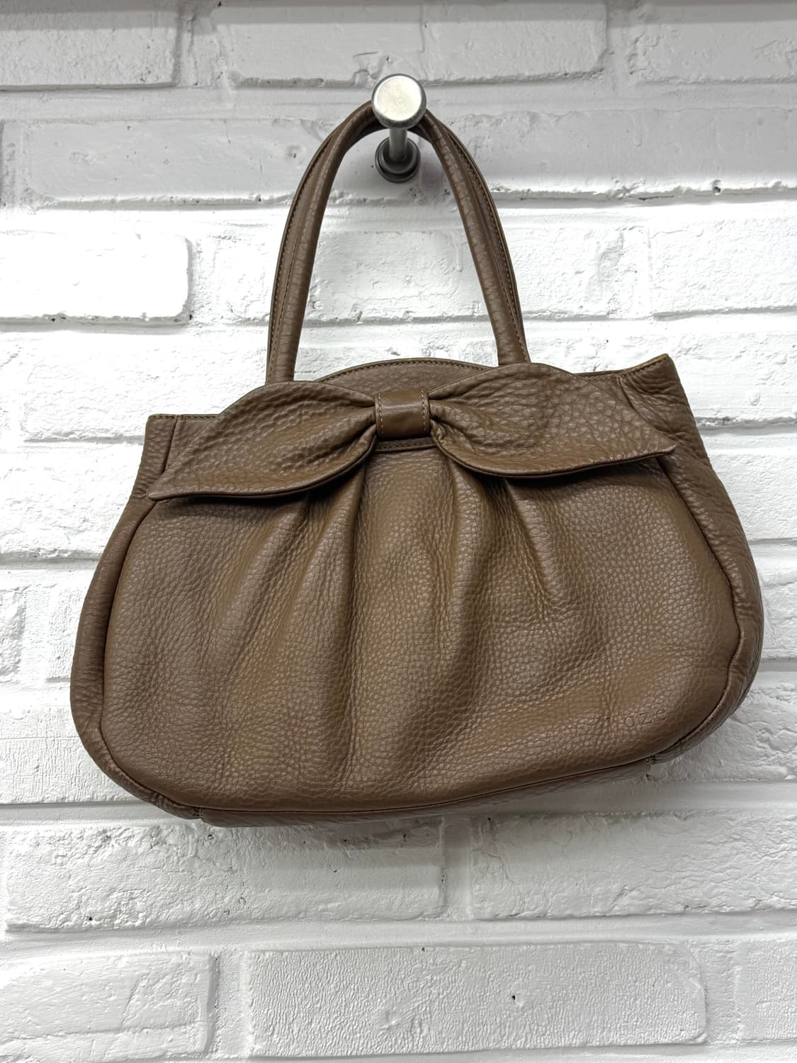 Hoze 브라운 레더 리본 백 상품이미지2