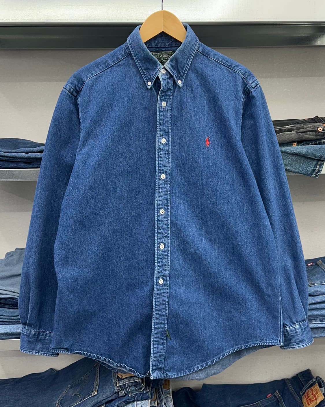 (L)80~90'S 폴로 컨트리 USA 데님셔츠-M1815 상품이미지1
