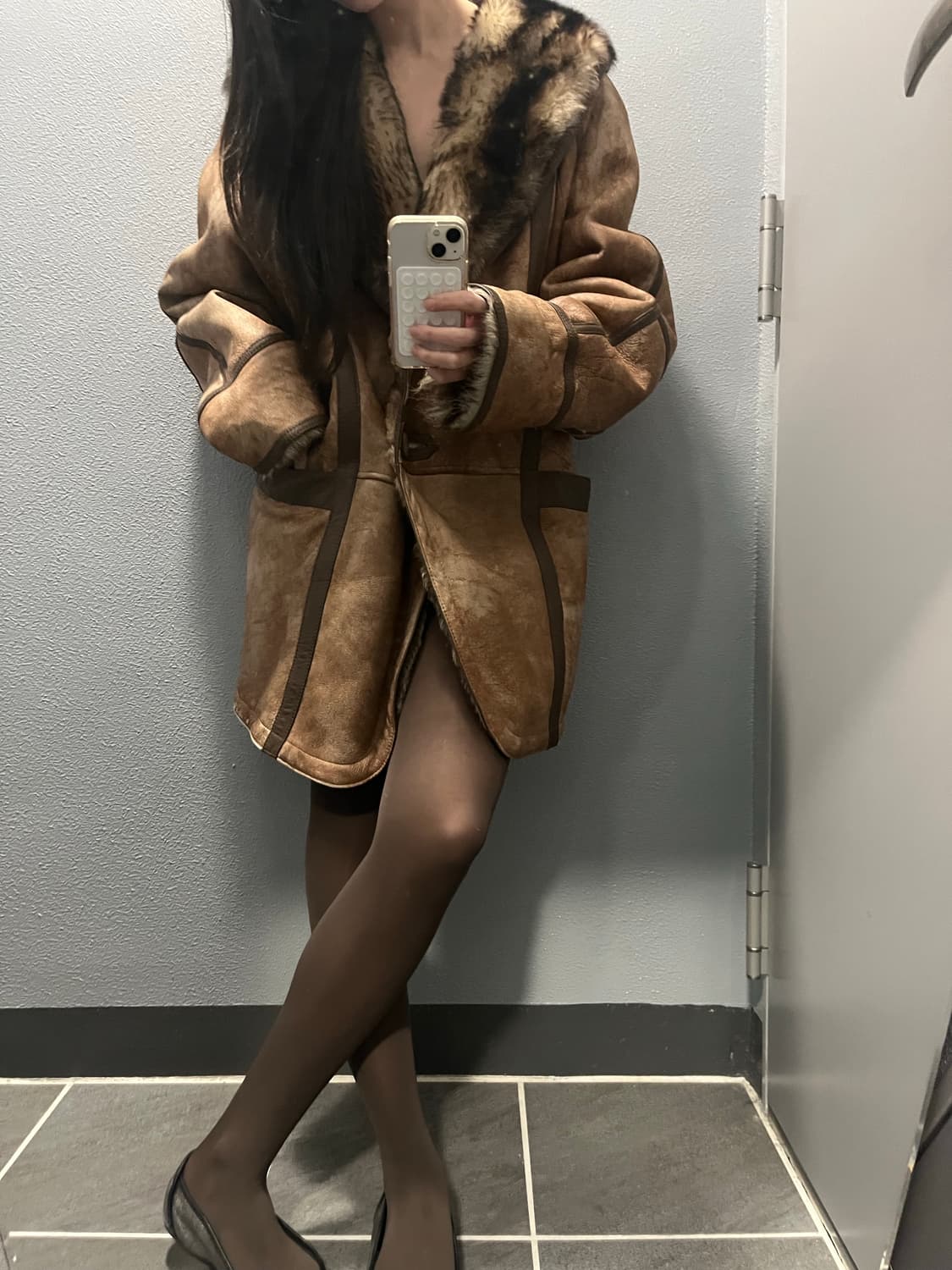 퍼 무스탕 코트 상품이미지6