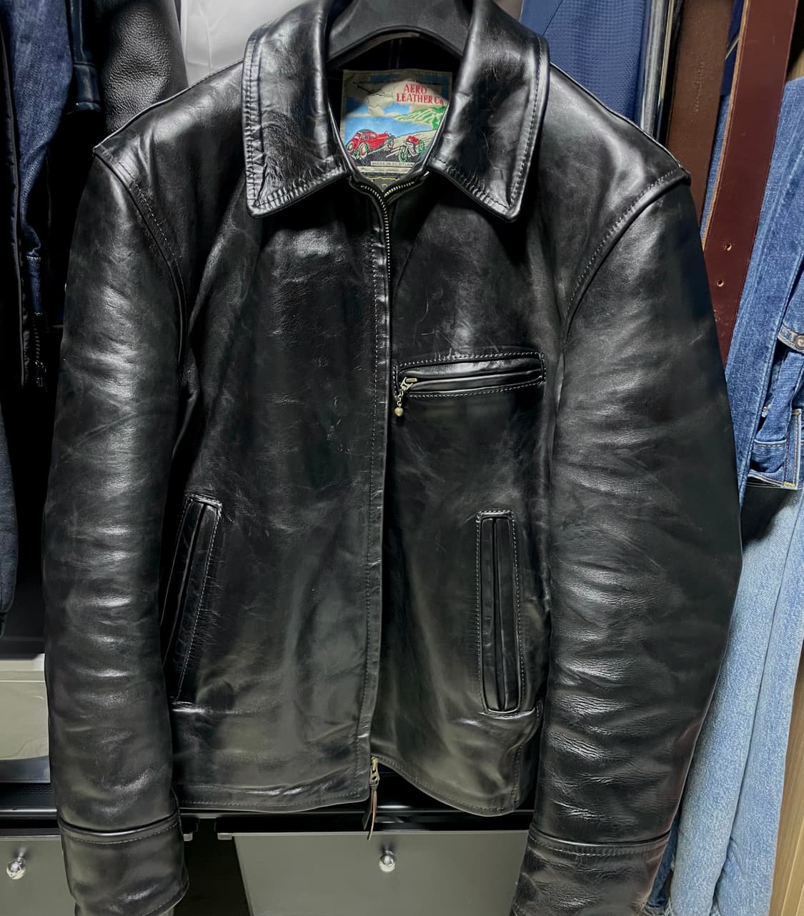 [38] 에어로레더 하프벨트 크롬악셀 블랙 홀스하이드 상품이미지1