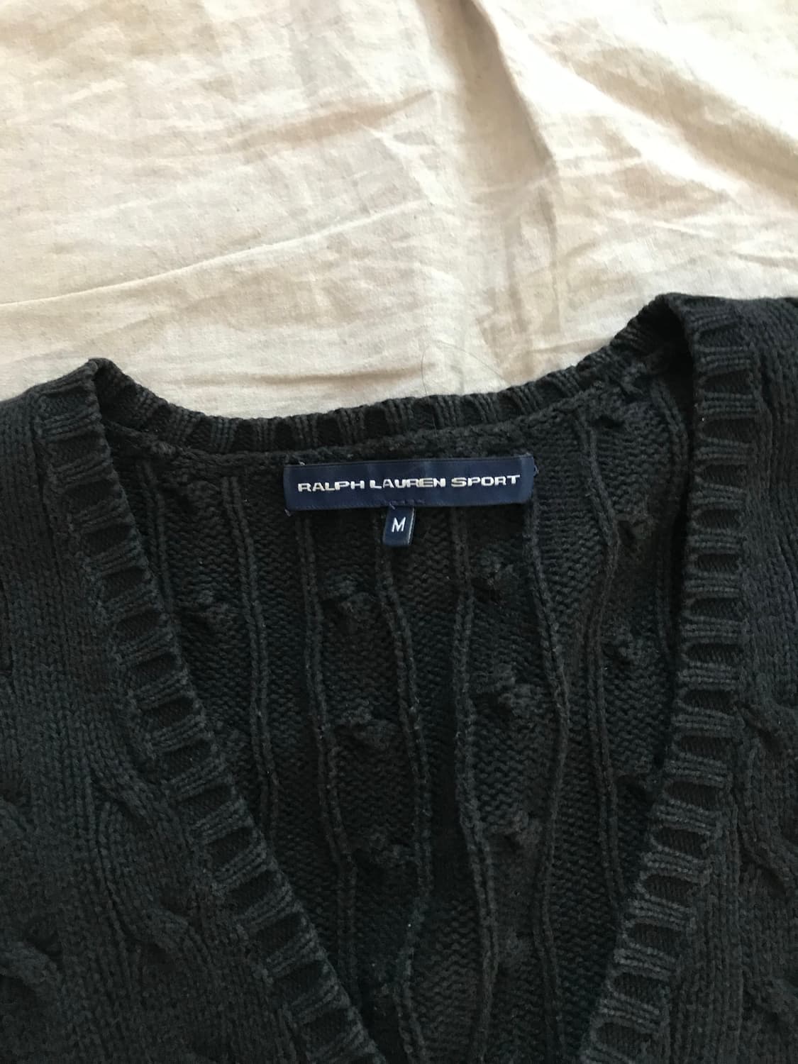 폴로 랄프로렌 포니로고 블랙 브이넥 케이블 니트 상품이미지7