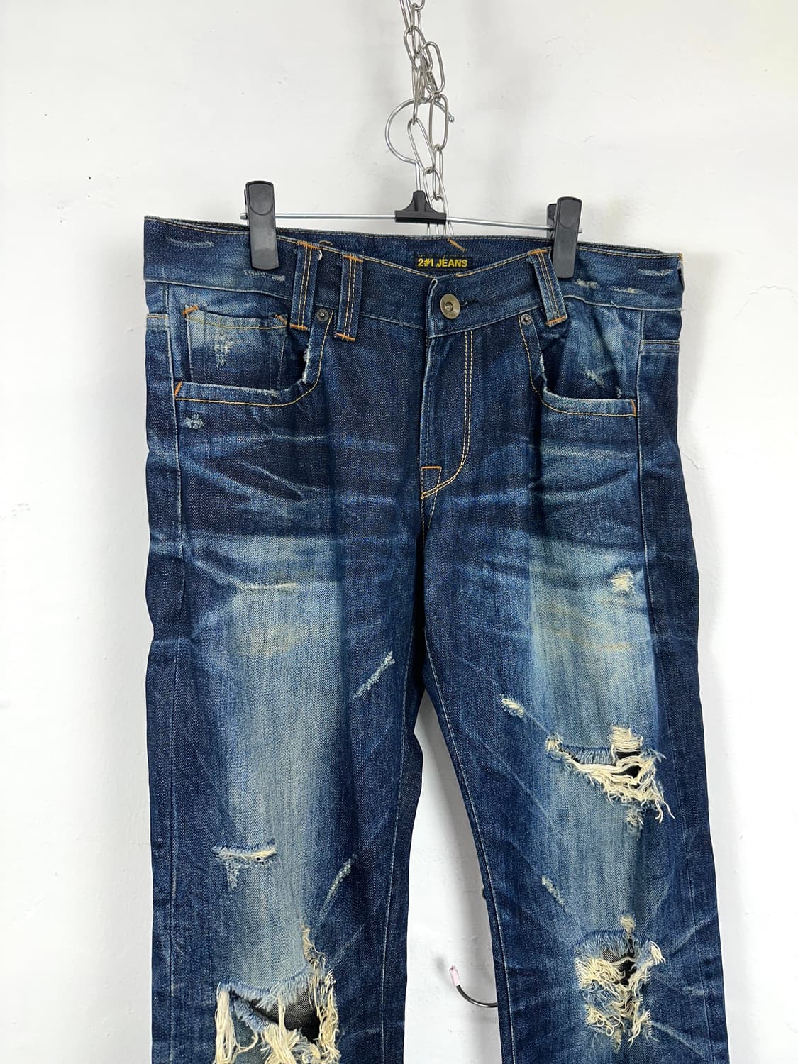 Distressed Knee Washed Straight Denim Pa 상품이미지6