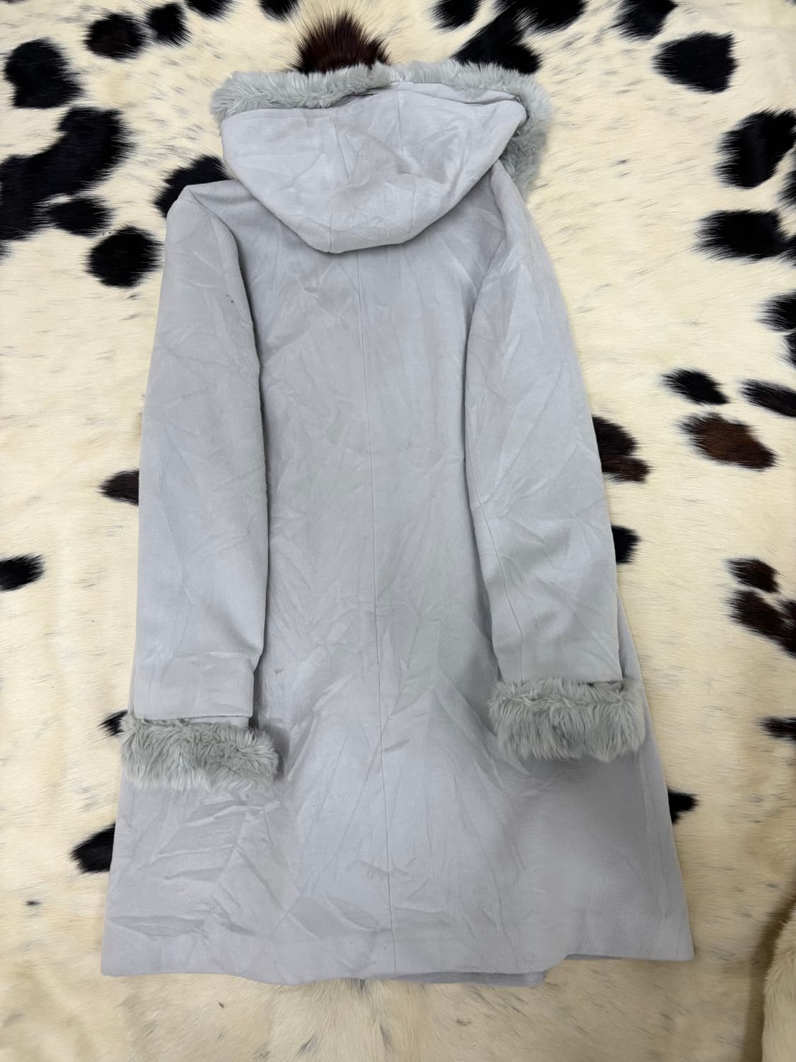 Grey Fur Hoodie Long Coat 상품이미지10