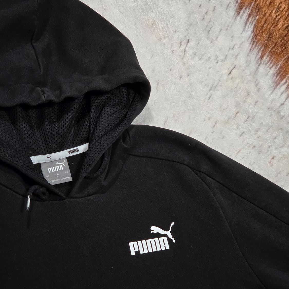 퓨마 로고 사이드 라인 블랙 후드티 상품이미지2