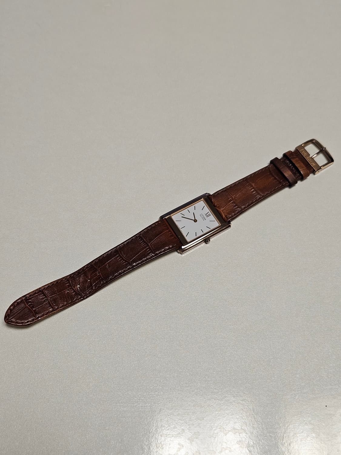 빈티지 시티즌 탱크 에코드라이브 사각 가죽 시계 상품이미지10