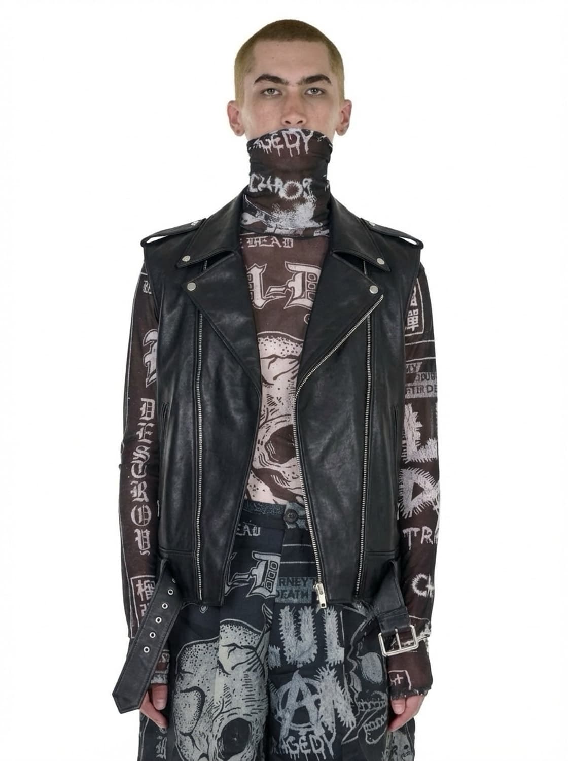 STEPPA  오버핏 메탈 엔젤윙 스터드 고급램스킨 라이더 베스트 상품이미지1